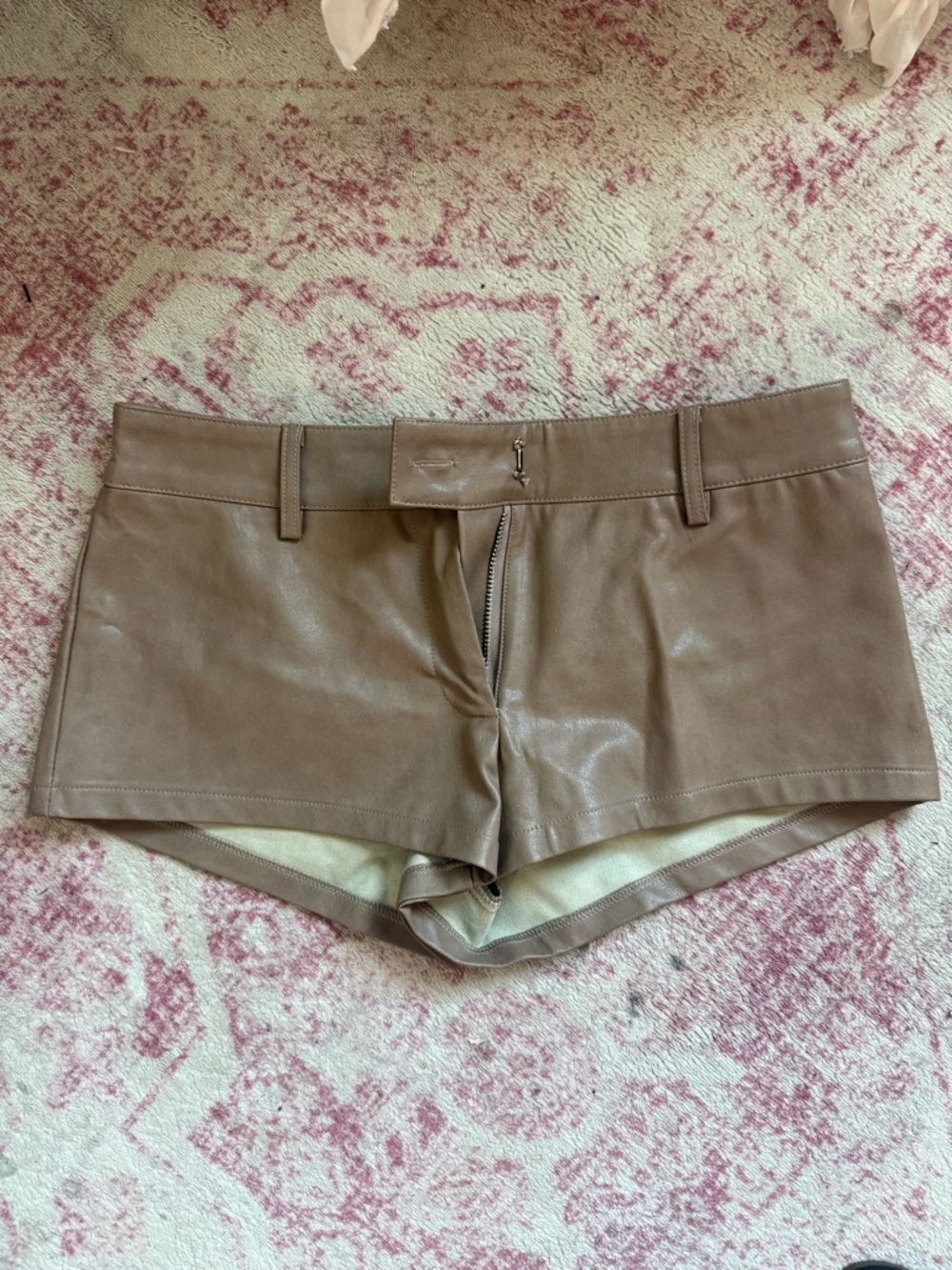 Edikted Light Brown Leather Women's Shorts
